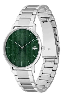 Lacoste Silver Bracelet Watch - Green Dial Minimalist Design.