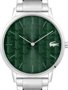Lacoste Silver Bracelet Watch - Green Dial Minimalist Design.