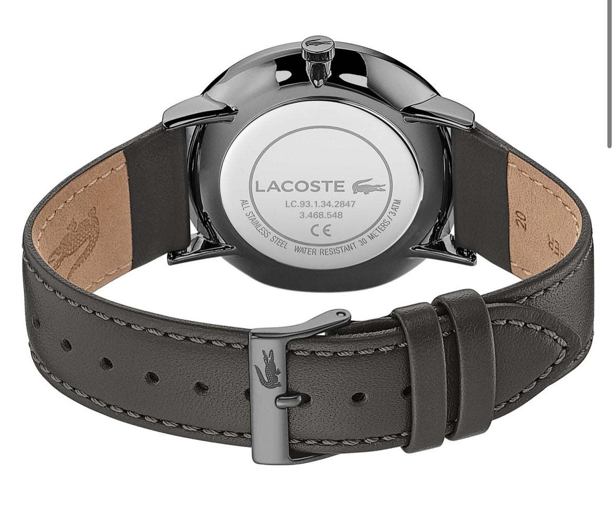 Lacoste Men's Minimalist Watch - Grey Dial with Leather Strap