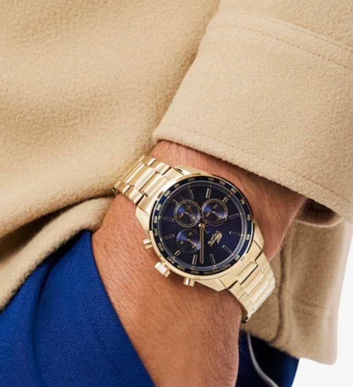 Lacoste Ion Plated Stainless Steel Chronograph Watch - Blue Dial