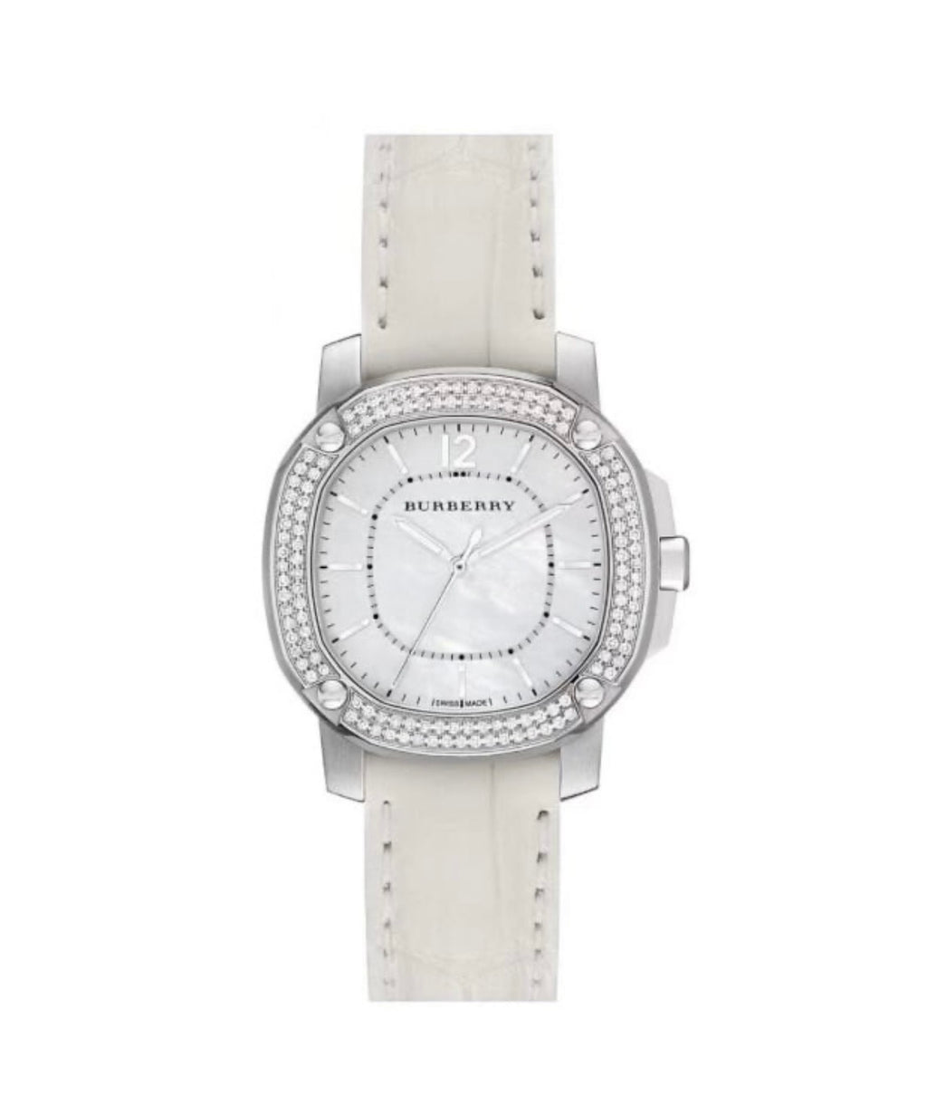 Burberry Woman's Watch - White Dial & Crystal Bezel