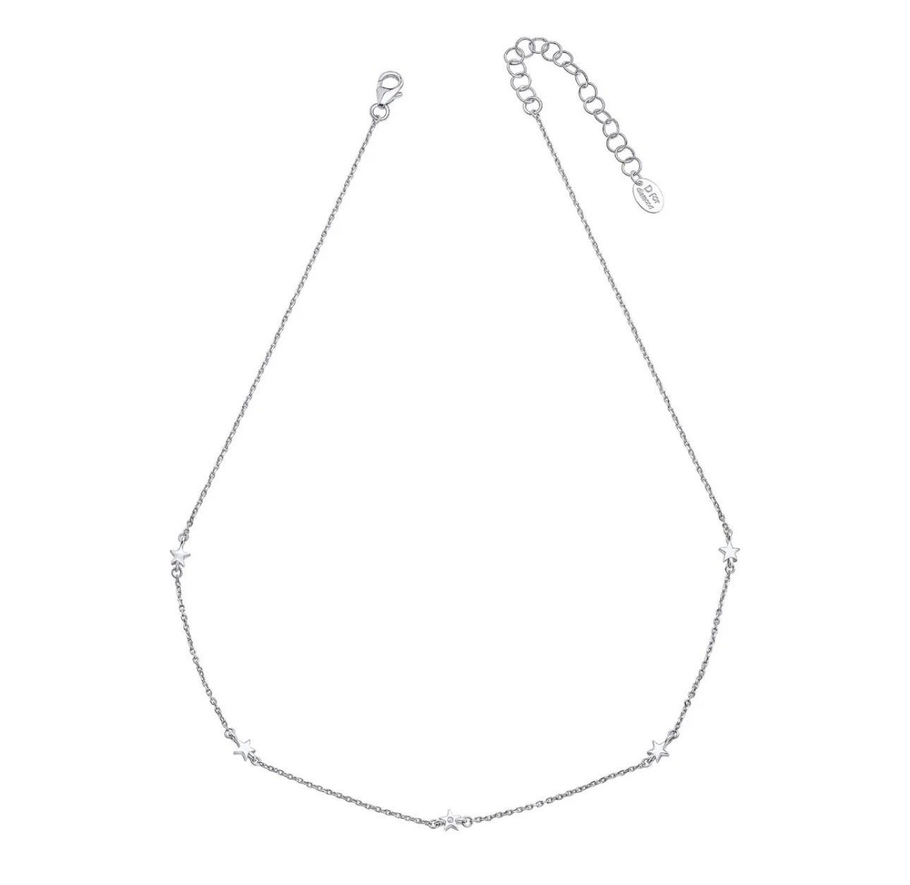 Star Station Necklace Sterling Silver and Diamond