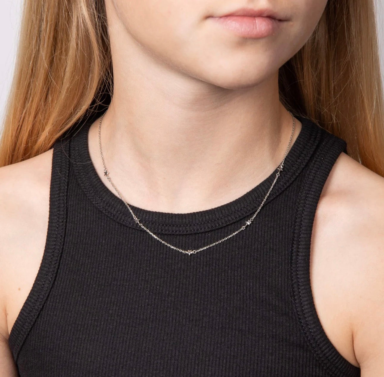Star Station Necklace Sterling Silver and Diamond
