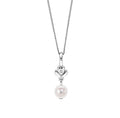 Sterling Silver Diamond & Freshwater Pearl Flower Pendant