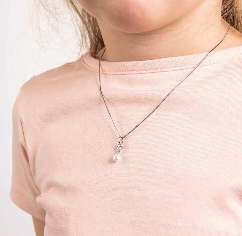 Sterling Silver Diamond & Freshwater Pearl Flower Pendant
