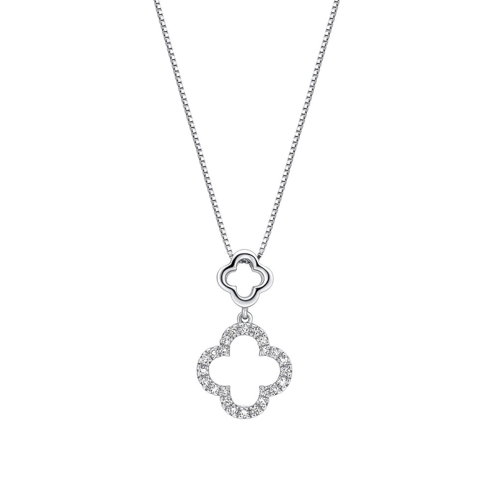 9ct White Gold 0.10ct Diamond Quatrefoil Pendant