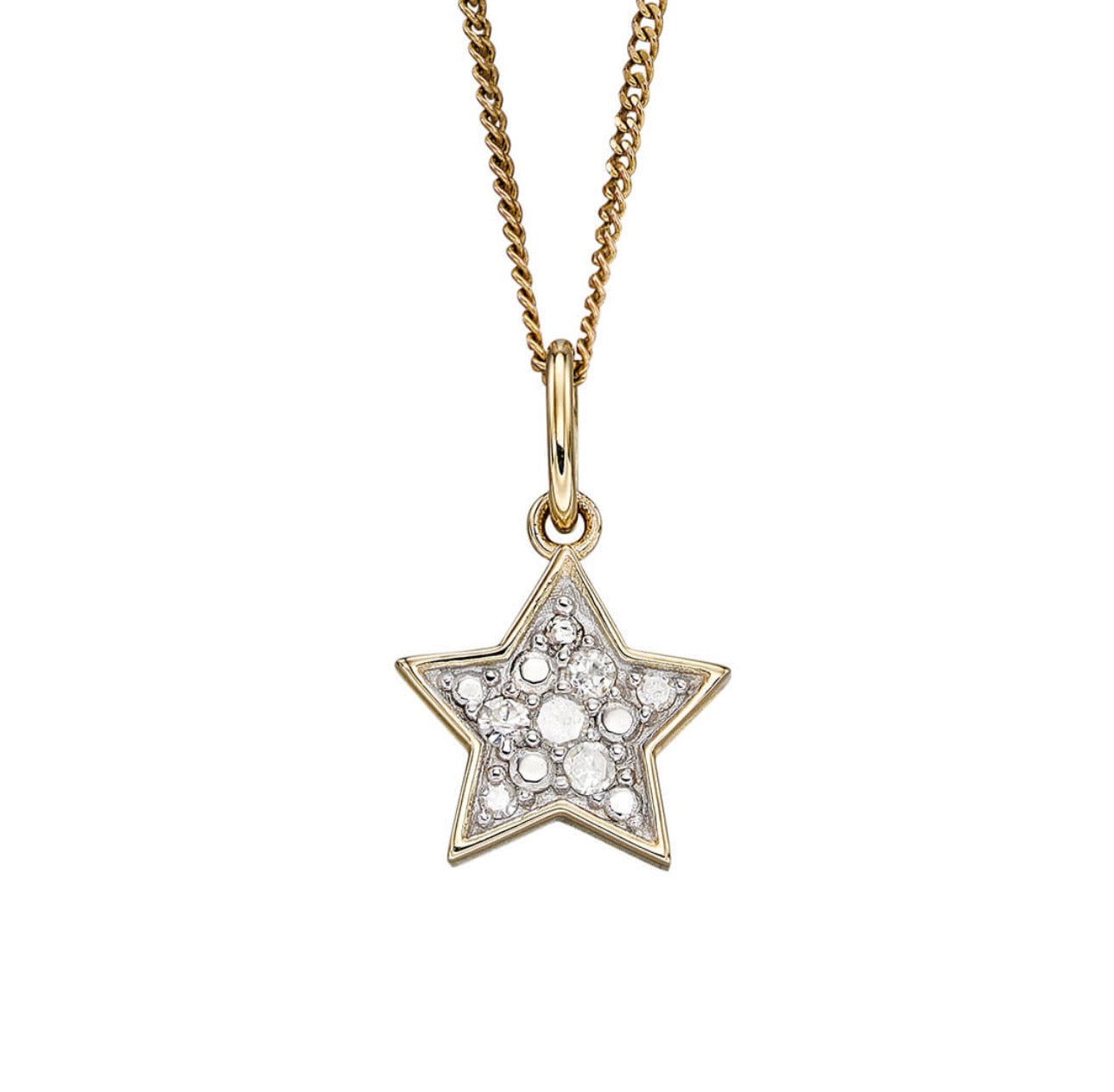 9ct Yellow Gold Diamond Star Pendant Necklace