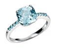 9ct White Gold Sky Blue Topaz Solitaire Ring with Blue Topaz Shoulder