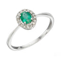 9ct White Gold Emerald & Diamond Cluster Ring