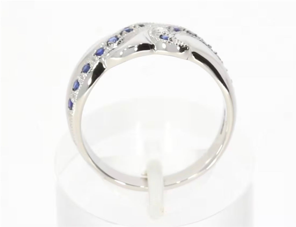 9ct White Gold Blue Sapphire & Diamond Twist Eternity Ring