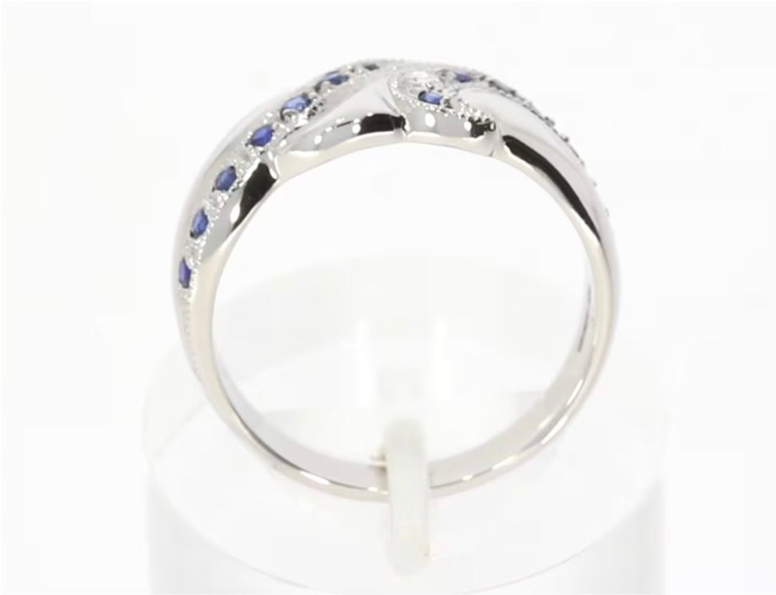 9ct White Gold Blue Sapphire & Diamond Twist Eternity Ring