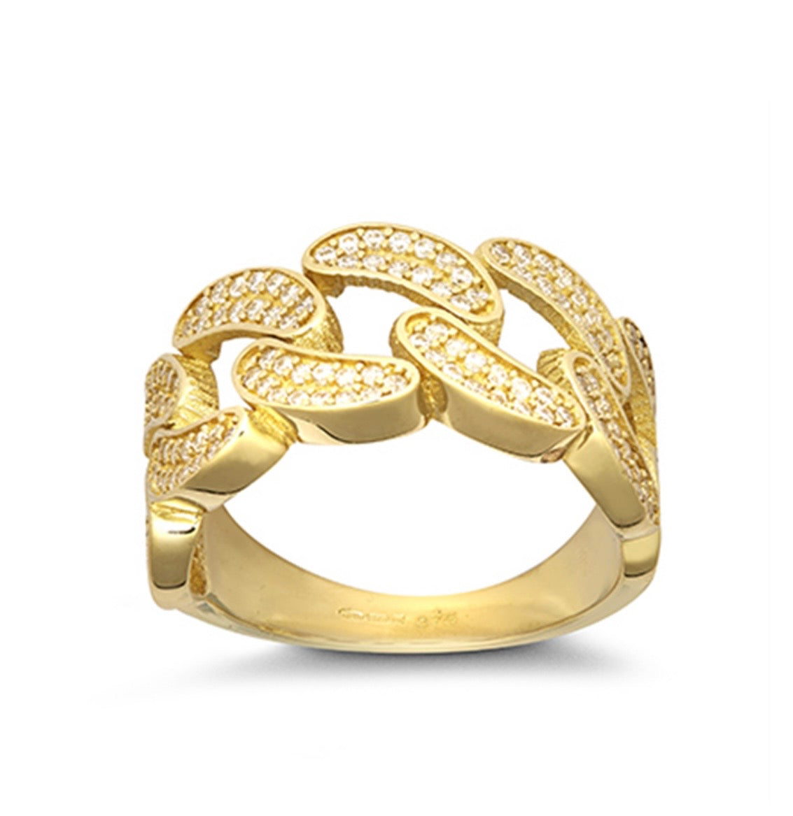9ct Yellow Gold Interwoven CZ Men’s Ring – Bold Statement Design