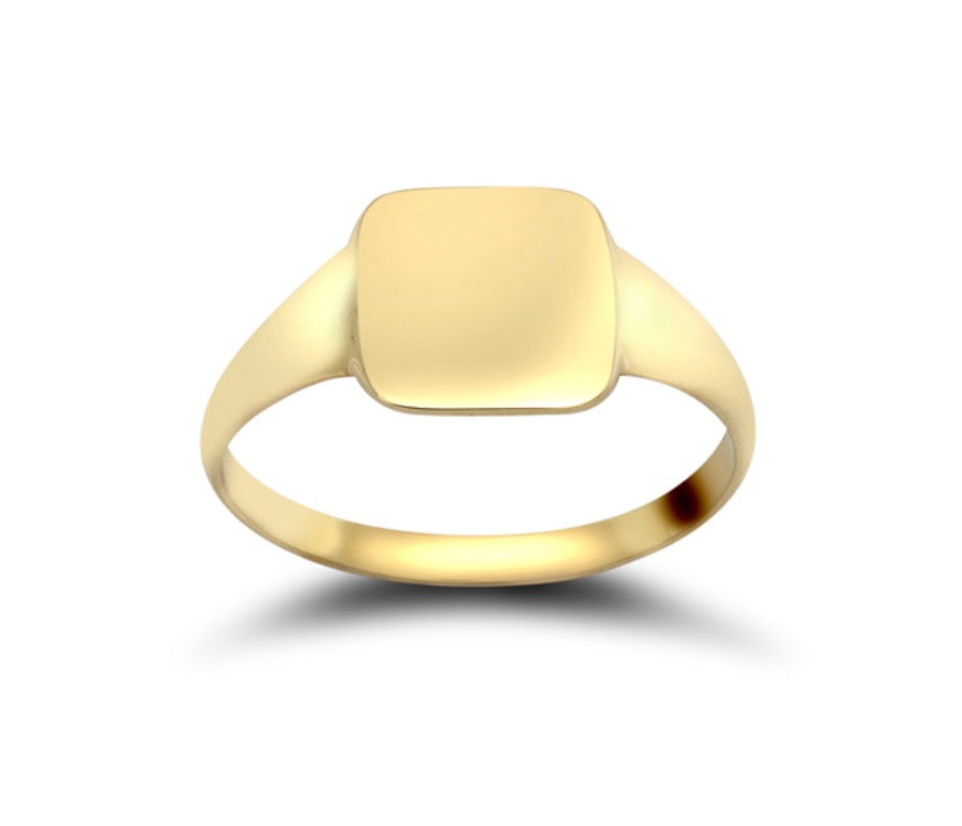 9ct Yellow Gold Plain Square Signet Ring