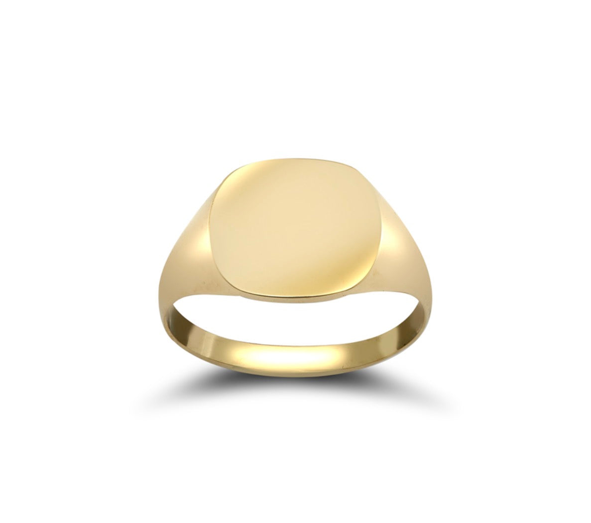 9ct Yellow Gold Cushion Signet Ring - Classic Polished Finish