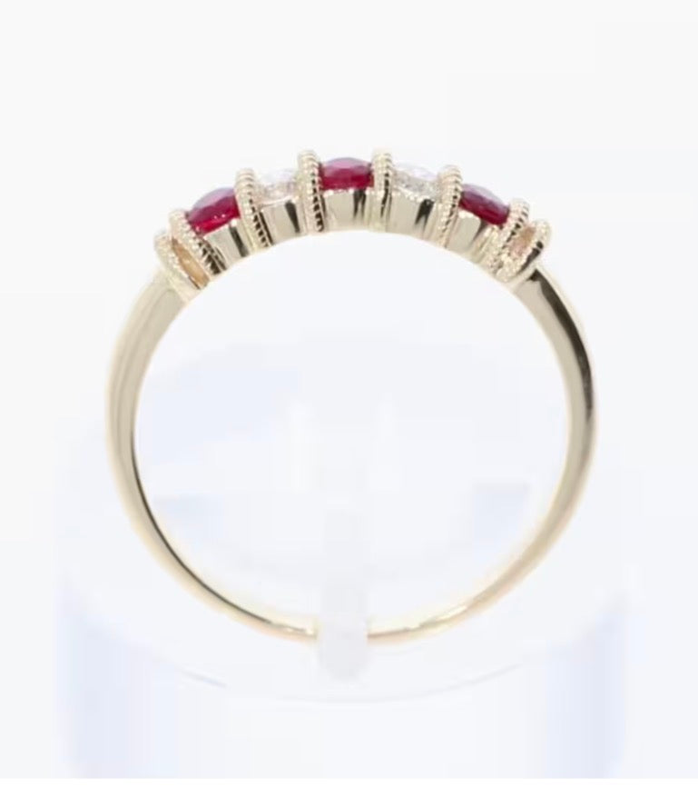 9ct Yellow Gold Ruby & Diamond 5 Stone Eternity Ring