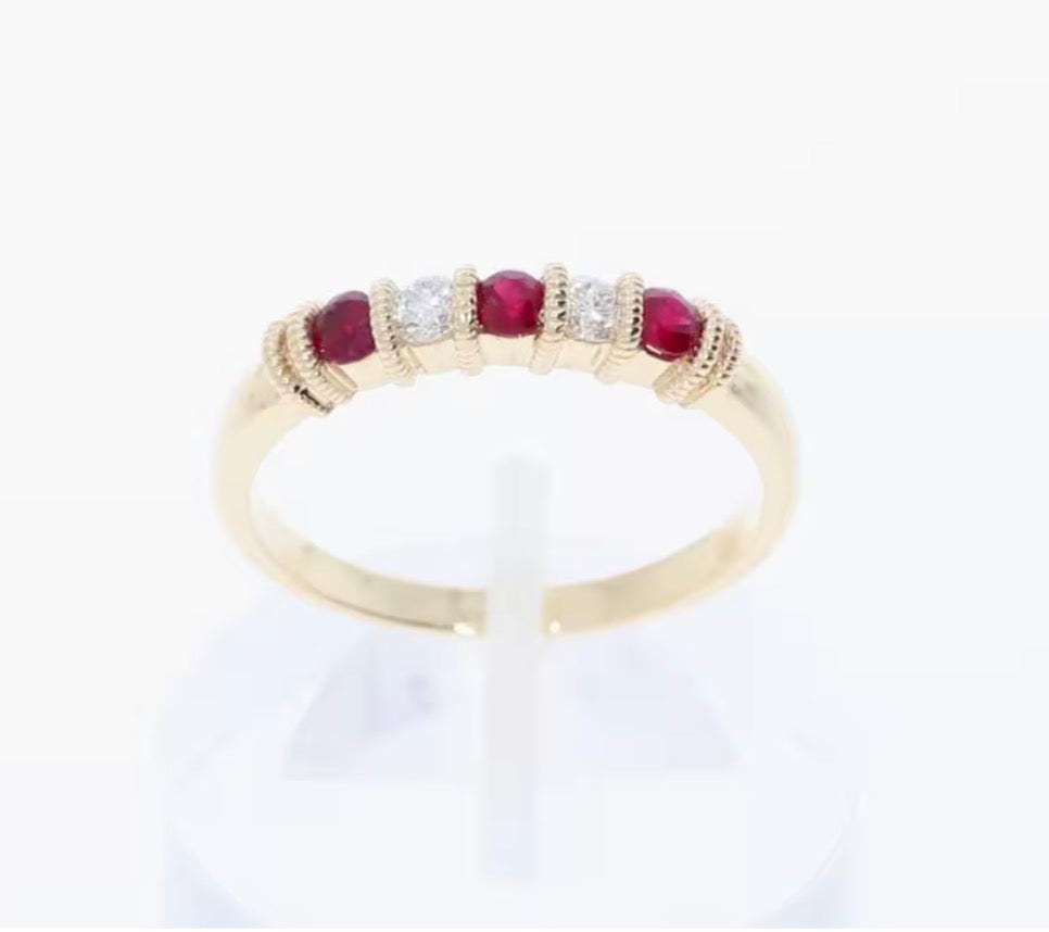 9ct Yellow Gold Ruby & Diamond 5 Stone Eternity Ring