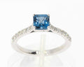 9ct White Gold London Blue Topaz & Diamond Set Shoulder Ring