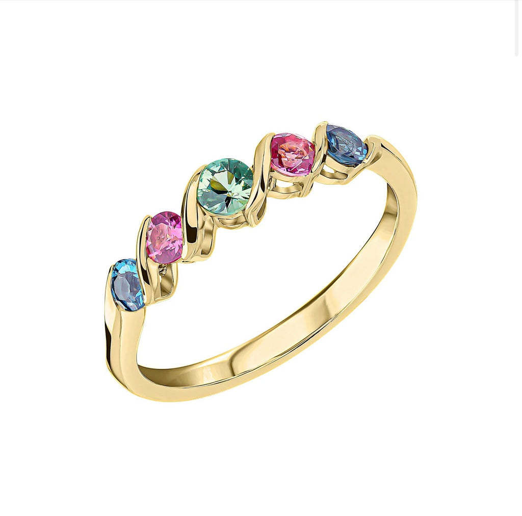 9ct Yellow Gold Multi-Gemstone Twist Ring