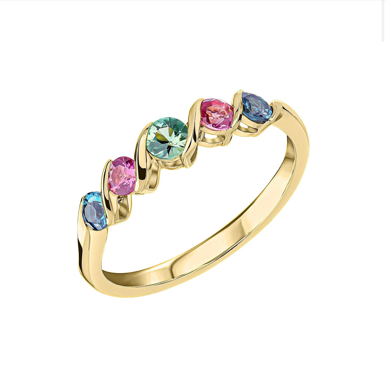 9ct Yellow Gold Multi-Gemstone Twist Ring