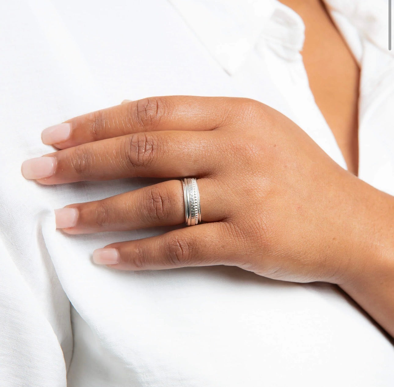 Sterling Silver Multi Texture Spinner Ring
