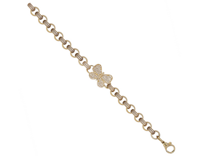 9ct Yellow Gold CZ Butterfly Belcher Baby Bracelet