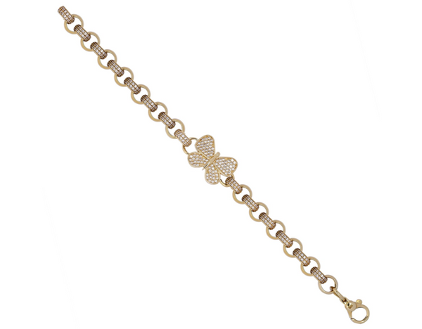 9ct Yellow Gold CZ Butterfly Belcher Baby Bracelet