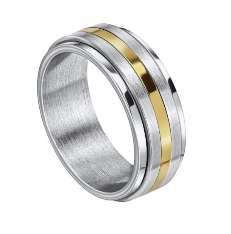 Fred Bennett Stainless Steel & Gold Tone Spinner Ring
