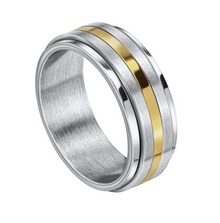 Fred Bennett Stainless Steel & Gold Tone Spinner Ring