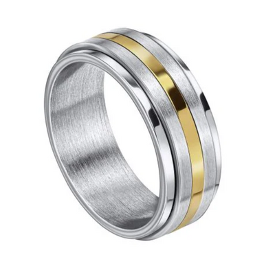 Fred Bennett Stainless Steel & Gold Tone Spinner Ring