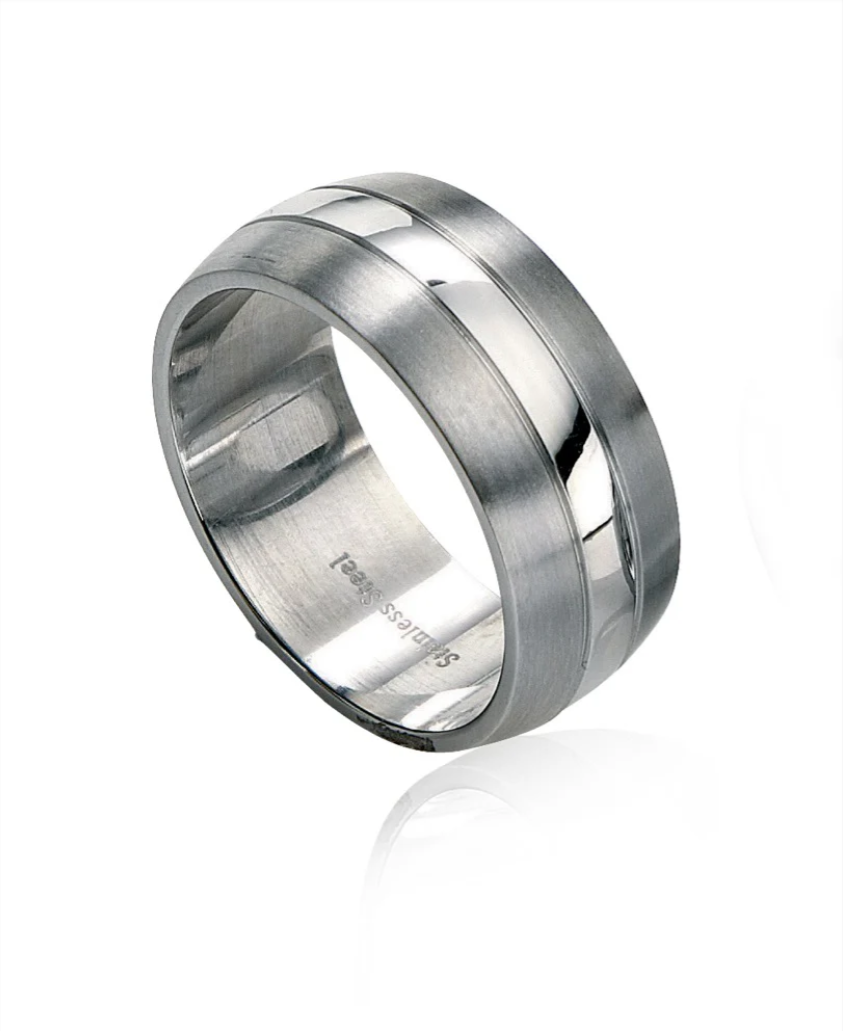 Fred Bennett Brushed & Polished Stainless Steel Band Ring