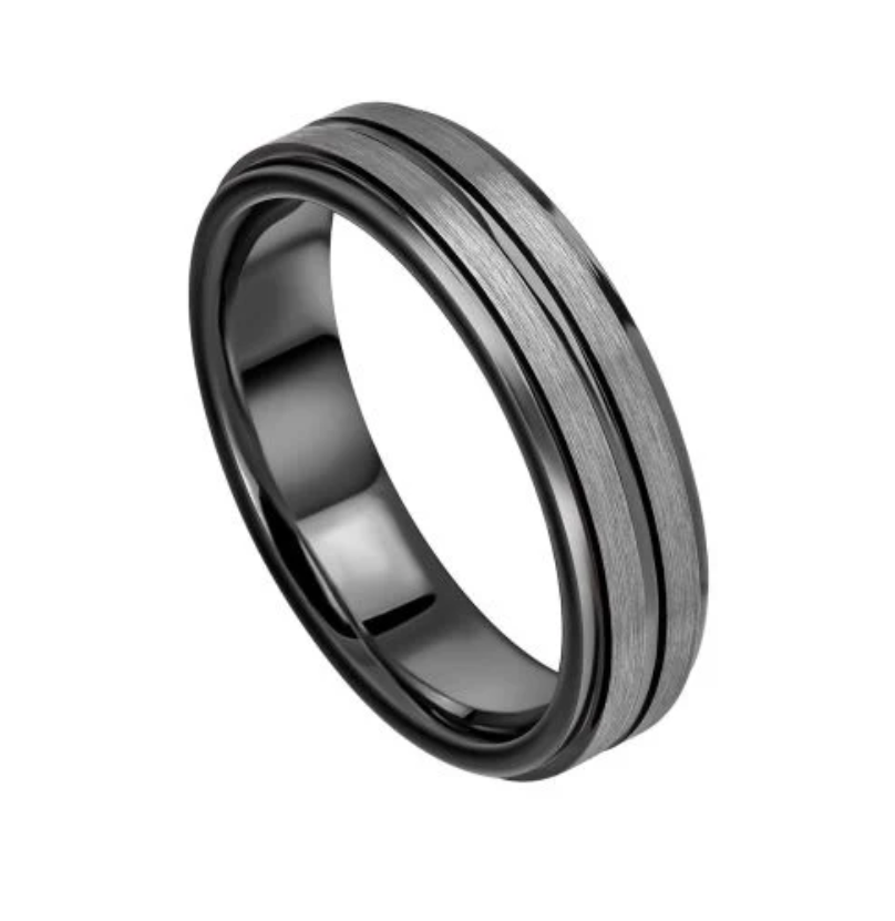 Fred Bennett Black Stripe Tungsten Ring