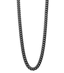 Fred Bennett Black Brushed Stainless Steel Curb Chain Necklace