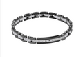 Fred Bennett Stainless Steel & Ceramic Link Bracelet with Black CZ Detail