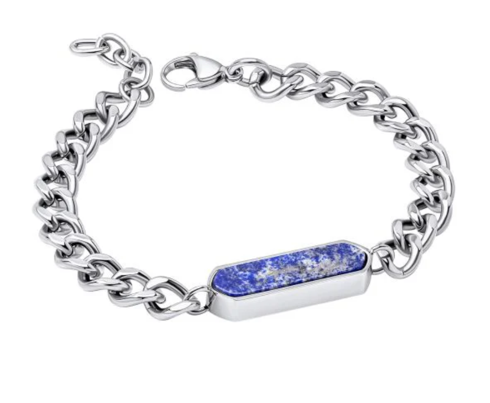 Fred Bennett Stainless Steel Lapis Bar Bracelet