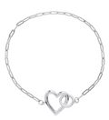 Sterling Silver Heart Connection Chain Bracelet