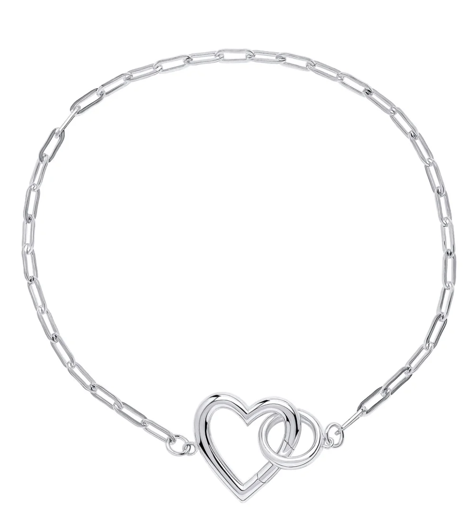 Sterling Silver Heart Connection Chain Bracelet