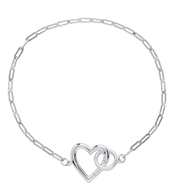 Sterling Silver Heart Connection Chain Bracelet