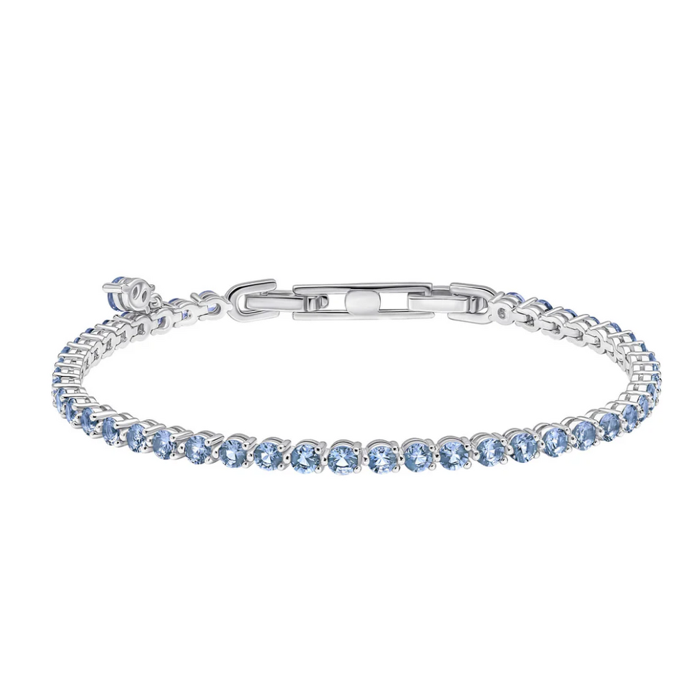 Diamonfire Sterling Silver Blue Zirconia Charm Tennis Bracelet