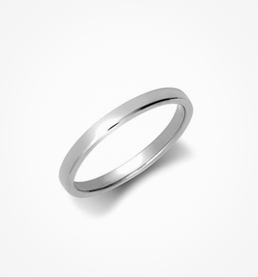 9ct White Gold 2mm Light Court Band Ring
