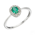 9ct White Gold Emerald & Diamond Cluster Ring