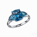 9ct White Gold London Blue Topaz Trillogy Ring