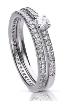 Diamonfire Sterling Silver Zirconia Bridal Ring Set
