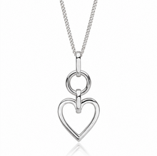 Sterling Silver Open Heart Drop Pendant Necklace