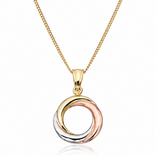 9ct Tri-Colour Gold Open Circle Pendant Necklace