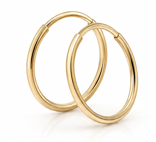 9ct Yellow Gold 12mm Hoop Earrings
