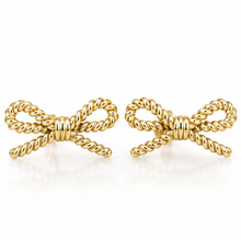 9ct Yellow Gold Rope Bow Stud Earrings