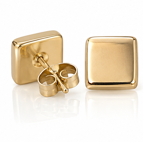 9ct Yellow Gold Square Stud Earrings