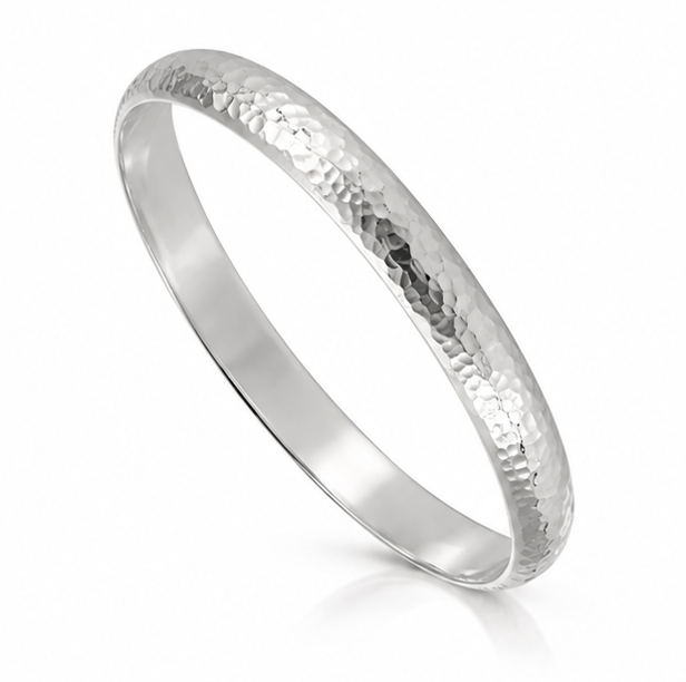 Sterling Silver 8mm Hammered Stacker Bangle