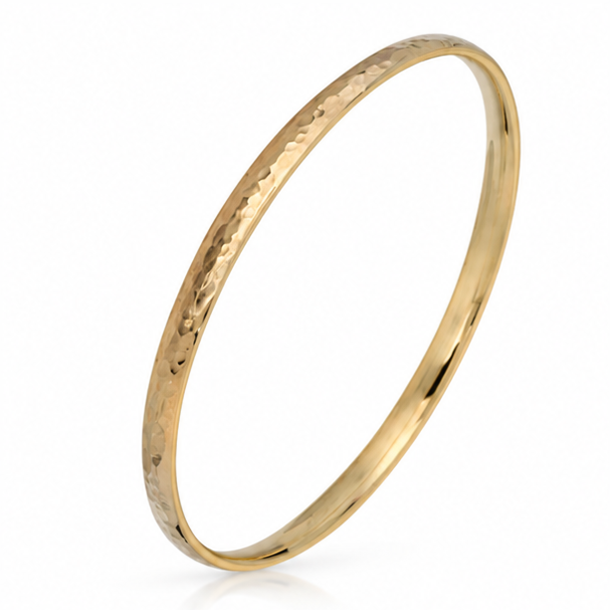 9ct Yellow Gold 4.15mm Hammered Court Bangle