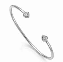Sterling Silver Cubic Zirconia Heart Torque Bangle